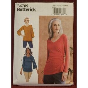 Misses/Women's Close Fitting Tops Butterick Sewing Pattern B6709, Plus Size